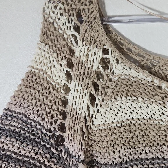 Free People Desert Moon Striped Long Sleeve Loose Ribbon Yarn Knit Sweater S - Picture 6 of 13